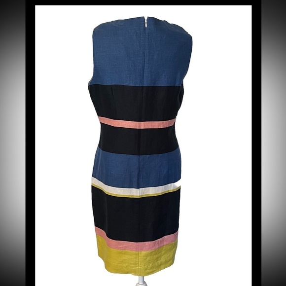 Hobbs London Ives Striped Flax/Linen Sheath Dress Size 8 EUC - Picture 3 of 9